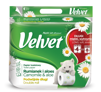 Тришаровий туалетний папір Velvet Ромашка і алое, білий, 4 рулони - Pampik