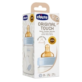Пляшечка для годування Chicco Original Touch, з латексною соскою, 150 мл, блакитний (27610.20) - Pampik - 5