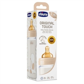 Пляшечка для годування Chicco Original Touch, з латексною соскою, 250 мл, бежевий (27624.30) - Pampik - 3