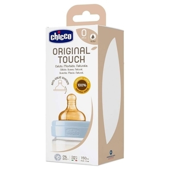 Пляшечка для годування Chicco Original Touch, з латексною соскою, 150 мл, блакитний (27610.20) - Pampik - 3