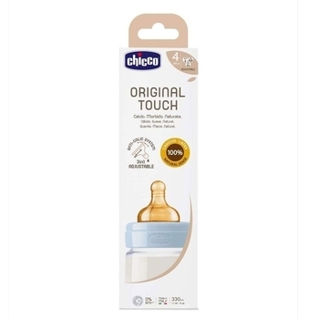 Пляшечка для годування Chicco Original Touch, з латексною соскою, 330 мл, блакитний (27634.20) - Pampik - 3