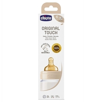 Пляшечка для годування Chicco Original Touch, з латексною соскою, 330 мл, бежевий (27634.30) - Pampik - 3