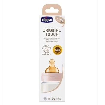 Пляшечка для годування Chicco Original Touch, з латексною соскою, 330 мл, рожевий (27634.10) - Pampik - 3