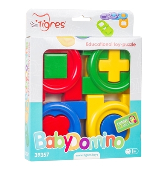 Развивающая игрушка-пазл Tigres Детское домино, красный (39357 Червоний) - Pampik