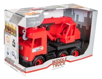 Кран Tigres Middle truck, красный (39487) - Pampik - 2