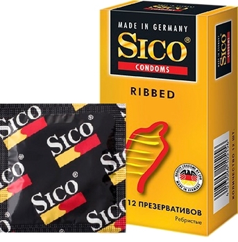 Презервативи латексні Sico Ribbed, ребристі, 12 шт. - Pampik