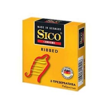 Презервативи латексні Sico Ribbed, ребристі, 3 шт. - Pampik
