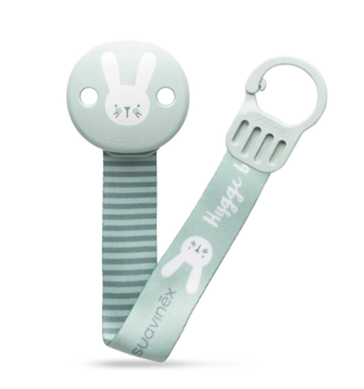 Кліпса для пустушки Suavinex Hygge Затишні історії, бірюзова стрічка (306631) - Pampik