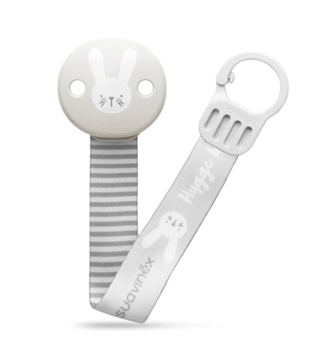 Кліпса для пустушки Suavinex Hygge Затишні історії, сіра стрічка (306632) - Pampik