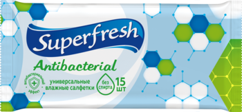 Вологі серветки Superfresh Антибактеріальні, 15 шт. - Pampik