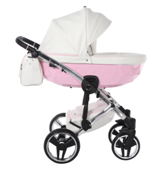 Універсальний візок 2 в 1 Junama Candy 01, білий з рожевим (J-Cy-01) - Pampik - 8