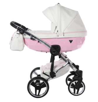 Універсальний візок 2 в 1 Junama Candy 01, білий з рожевим (J-Cy-01) - Pampik - 2
