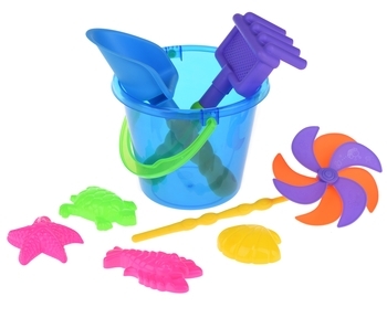 Набор для игры с песком Same Toy с Воздушной вертушкой, синее ведро, 9 предметов (HY-1206WUt-3) - Pampik