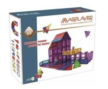 Магнітний конструктор Magplayer Магнітні плитки, 112 елементів (MPL-112) - Pampik