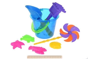 Набор для игры с песком Same Toy с Воздушной вертушкой, синее ведро, 9 предметов (HY-1206WUt-3) - Pampik - 2