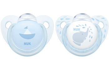 Ортодонтическая силиконовая пустышка для сна Nuk Baby Blue, 0-6 мес., голубой, 2 шт. (10175176) - Pampik