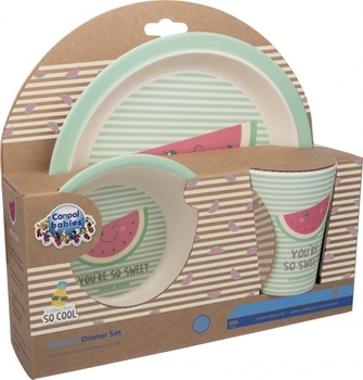 Набір посуду Canpol Babies Кавун So Cool, 3 елементи, бірюзовий з рожевим (9/226_pin) - Pampik - 2