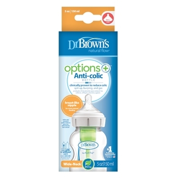 Антиколікова пляшечка для годування Dr. Brown's Options +, з широкою шийкою, 150 мл (WB51600-ESX) - Pampik - 2