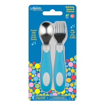 Дитяча ложка і виделка Dr. Brown's, блакитний (TF014-P3) - Pampik - 2