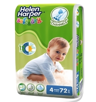 Підгузки на липучках Helen Harper Soft & Dry Maxi 4 (7-18 кг), 72 шт. - Pampik