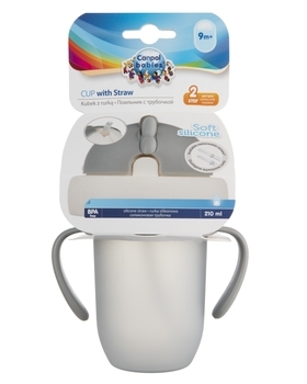 Поїльник із силіконовою трубочкою Canpol Babies Matte Pastels, 210 мл, сірий (56/522_grey) - Pampik - 5