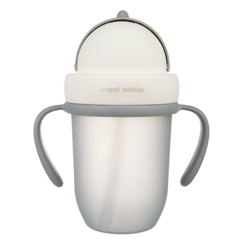 Поїльник із силіконовою трубочкою Canpol Babies Matte Pastels, 210 мл, сірий (56/522_grey) - Pampik - 3