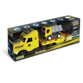Грузовик с грузовиком Wader Magic Truck Technic, желтый с серым (36420) - Pampik