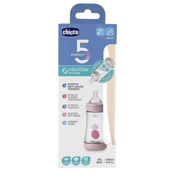 Пляшечка для годування Chicco Perfect 5, з силіконовою соскою, 240 мл, рожевий (20223.10.40) - Pampik - 2