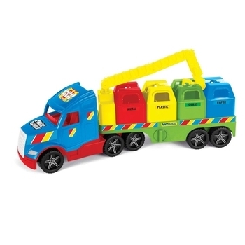 Мусоровоз Wader Magic Truck Basic, синий с зеленым (36320) - Pampik