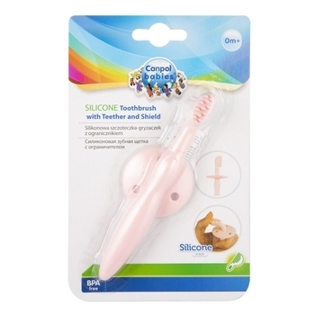 Силікона щітка для зубів Canpol babies з обмежувачем, рожева - Pampik - 6
