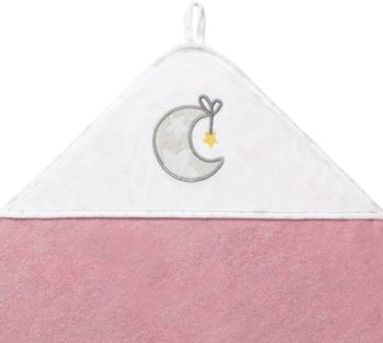 Рушник з капюшоном BabyOno Місяць, 100х100 см, рожевий з білим (142/10) - Pampik - 2