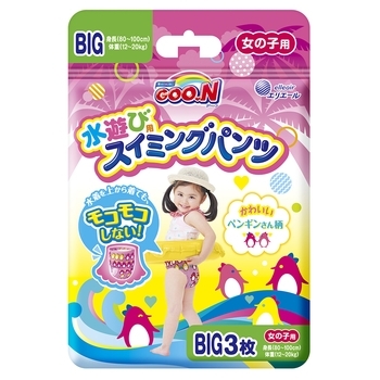 Підгузки-трусики для плавання для дівчаток Goo.N Big XL (12-20 кг), 3 шт. - Pampik