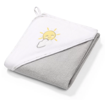 Полотенце с капюшоном BabyOno Солнышко, 76х76 см, серый с белым (141/08) - Pampik