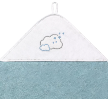 Полотенце с капюшоном BabyOno Облака, 100х100 см, голубой с белым (142/09) - Pampik - 2