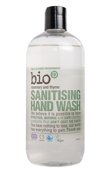 Органічне дезінфікуючий рідке мило Bio-D Sanitising Hand Wash Rosemary & Thyme, з натуральним ефірним маслом розмарину і чебрецю, 500 мл - Pampik