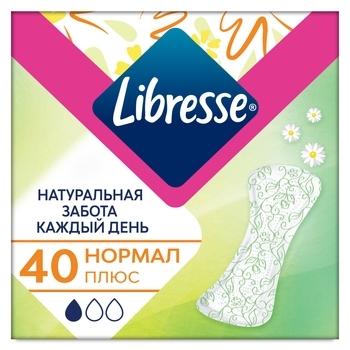 Ежедневные прокладки Libresse Natural Care Normal, 40 штук - Pampik