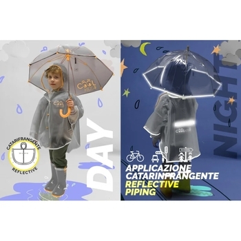 Дощовик-пончо Cool Kids, сіро-прозорий з помаранчевим (15543) - Pampik - 4