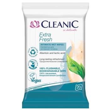 Вологі серветки для інтимної гігієни Cleanic Extra Fresh, 20 шт. - Pampik