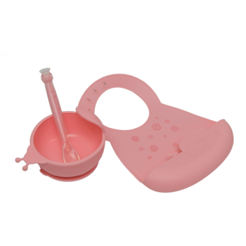 Набір першого силіконового посуду Kinderenok Happy Meal, рожевий (250220) - Pampik - 2