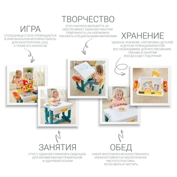 Дитячий багатофункціональний столик і стільчик Poppet Трансформер 6 в 1, синій (PP-004) - Pampik - 15