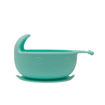 Силіконова тарілка на присоску Kinderenok Happy Meal, блакитний (221113) - Pampik