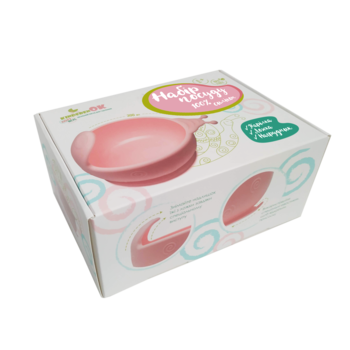 Набір першого силіконового посуду Kinderenok Happy Meal, рожевий (250220) - Pampik - 4