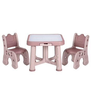 Дитячий функціональний столик і два стільчики Poppet Пудра, рожевий (PP-001P) - Pampik
