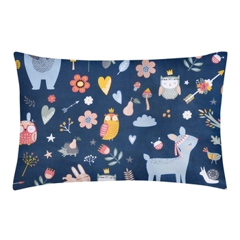 Наволочка Cosas Animals Indi, ранфорс, 60х40 см, темно-синій - Pampik