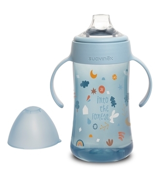Поїльник Suavinex Лісові історії, з силіконовим носиком, 4+, 270 мл, блакитний (306943) - Pampik