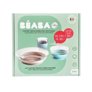 Набор стеклянной посуды Beaba, 3 предмета, голубой (913486) - Pampik - 3