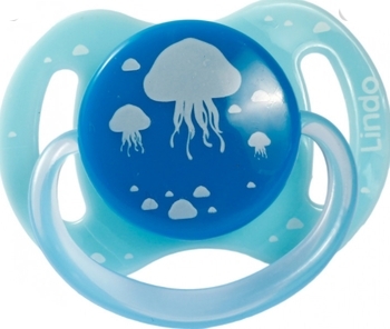 Пустушка силіконова Lindo Медузи, кругла, 6-12 міс., блакитний (А 31/6-12блак) - Pampik