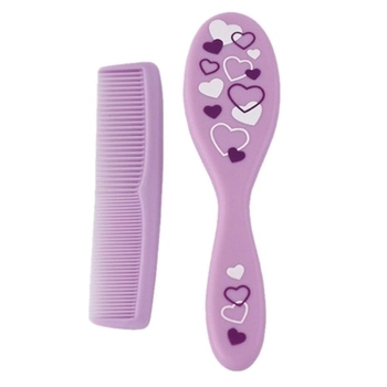 Расческа и щетка Baby-Nova с натуральной щетиной, розовый (3965303) - Pampik