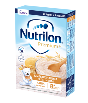 Молочна каша Nutrilon Мультизлакова з печивом, 225 г - Pampik