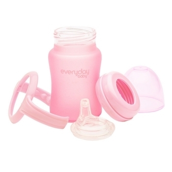 Скляний дитячий поїльник Everyday Baby з силіконовим захистом, 150 мл, рожевий (10308) - Pampik - 3